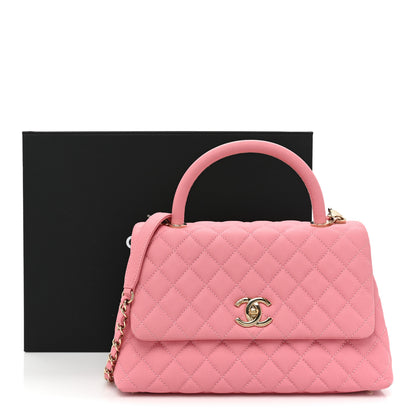 Chanel Caviar Quilted Small Coco Handle Flap Pink 19 of 19