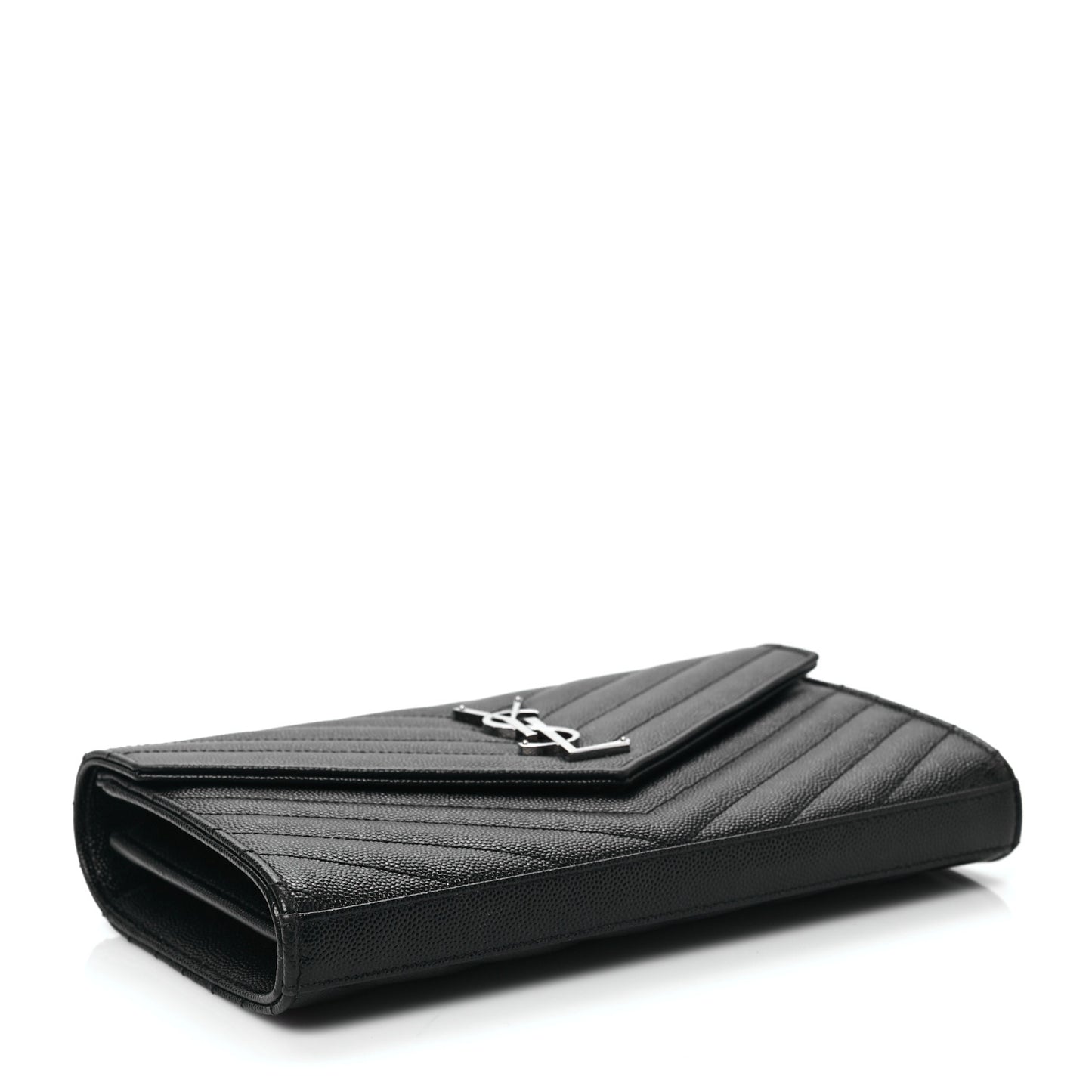 Grain De Poudre Matelasse Chevron Monogram Chain Wallet Black