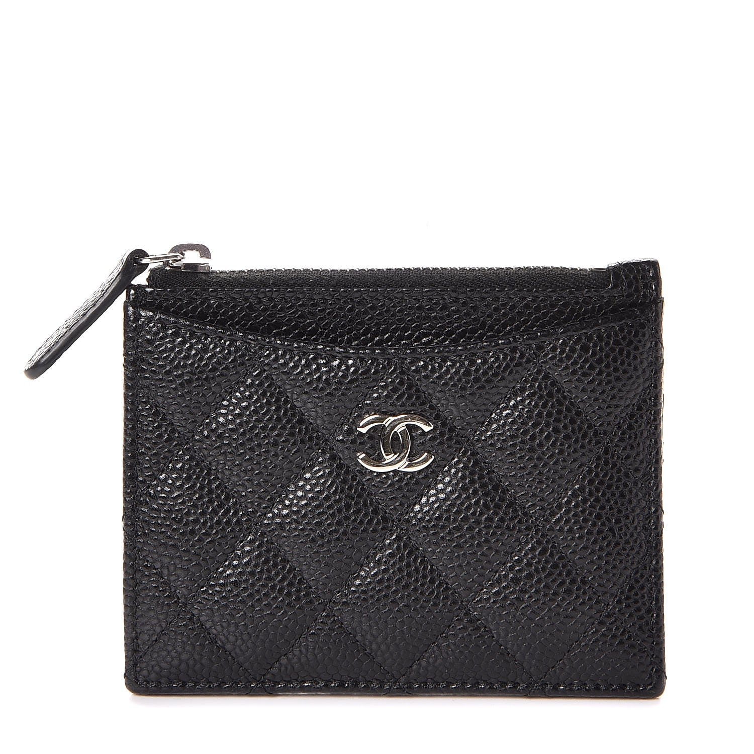 Chanel Caviar Quilted CC Zip Card Holder Black 1 of 8