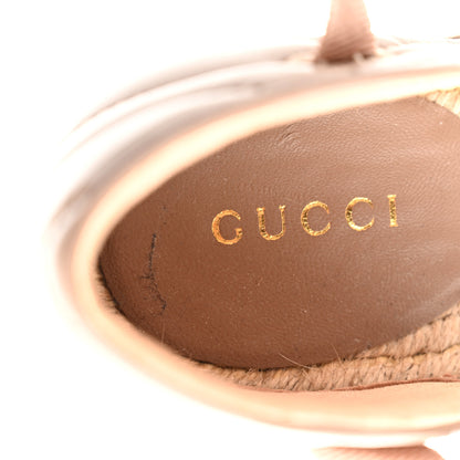Gucci Nappa Matelasse GG Marmont Ankle Wrap Platform 35/120mm Espadrille Wedges 39.5 Porcelain Rose 9 of 11