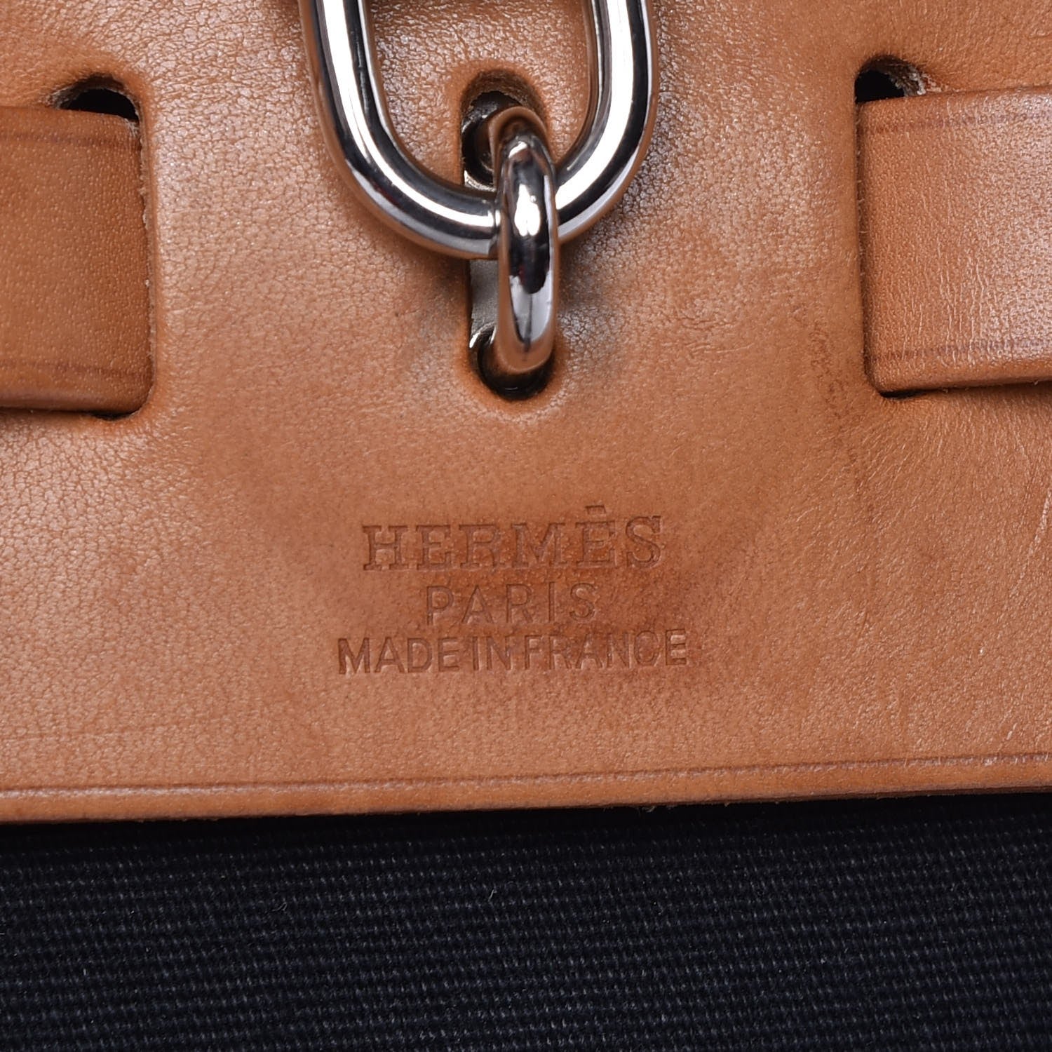 Hermes Toile Vache Calfskin Herbag 30 PM Black Natural 6 of 13