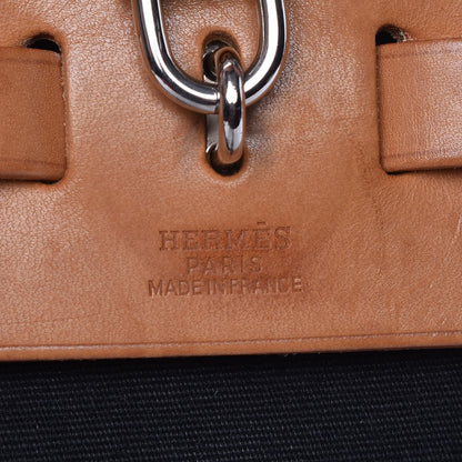 Hermes Toile Vache Calfskin Herbag 30 PM Black Natural 6 of 13