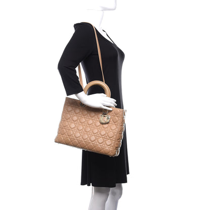 Christian Dior Lambskin Cannage Large Lady Dior Beige 2 of 14