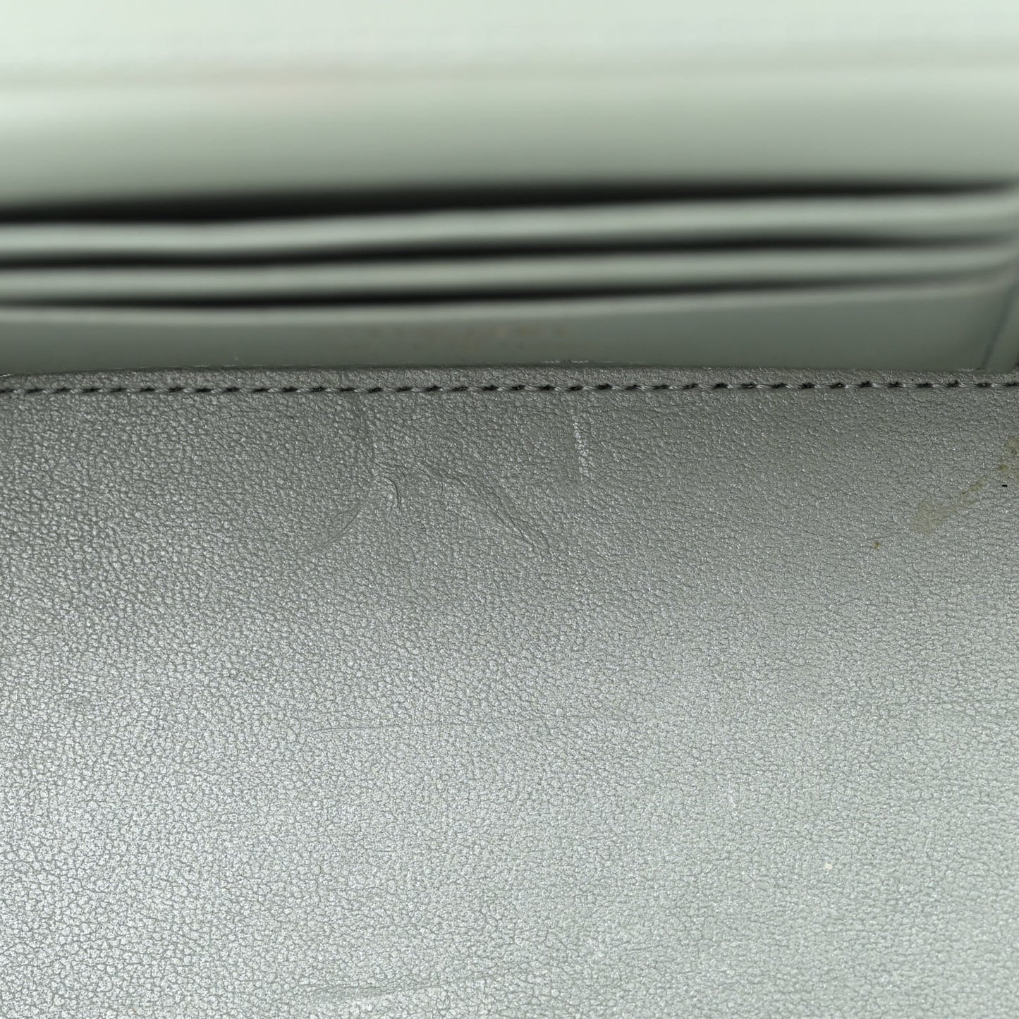 Metallic Lambskin Quilted Small CC Dynasty Vanity Case With Chain Grey