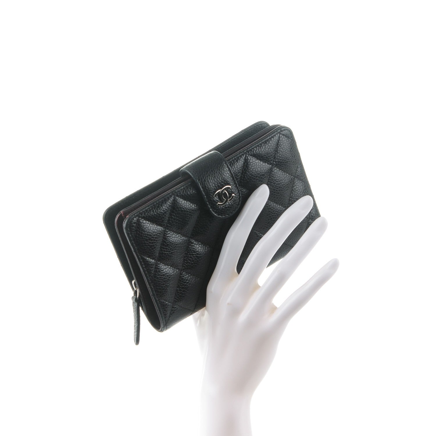 Chanel Caviar Quilted Zipped Pocket Wallet Black 2 of 8