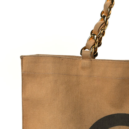 Chanel Canvas CC Logo Shopping Tote Beige 16 of 17