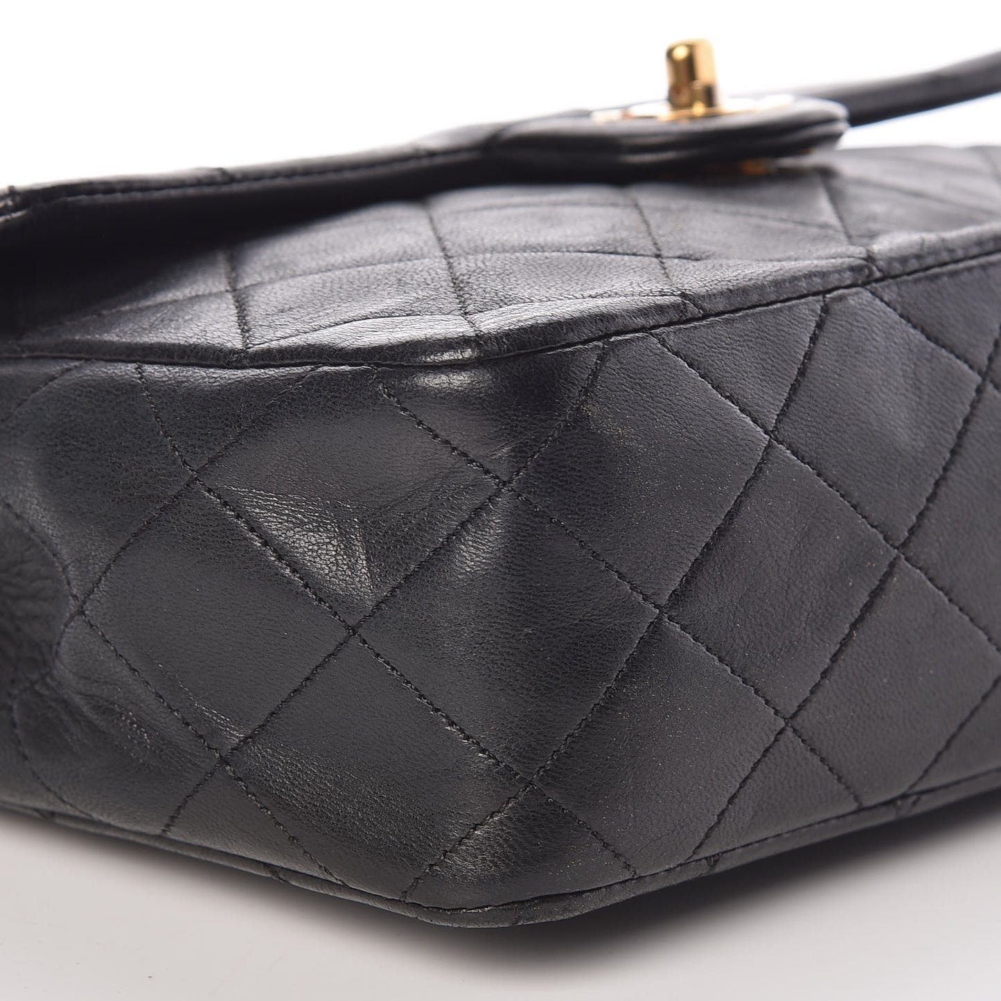 Lambskin Quilted Mini Square Flap Bag Black