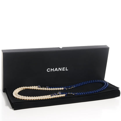 Chanel Pearl CC Long Necklace Pearly White Blue 6 of 6