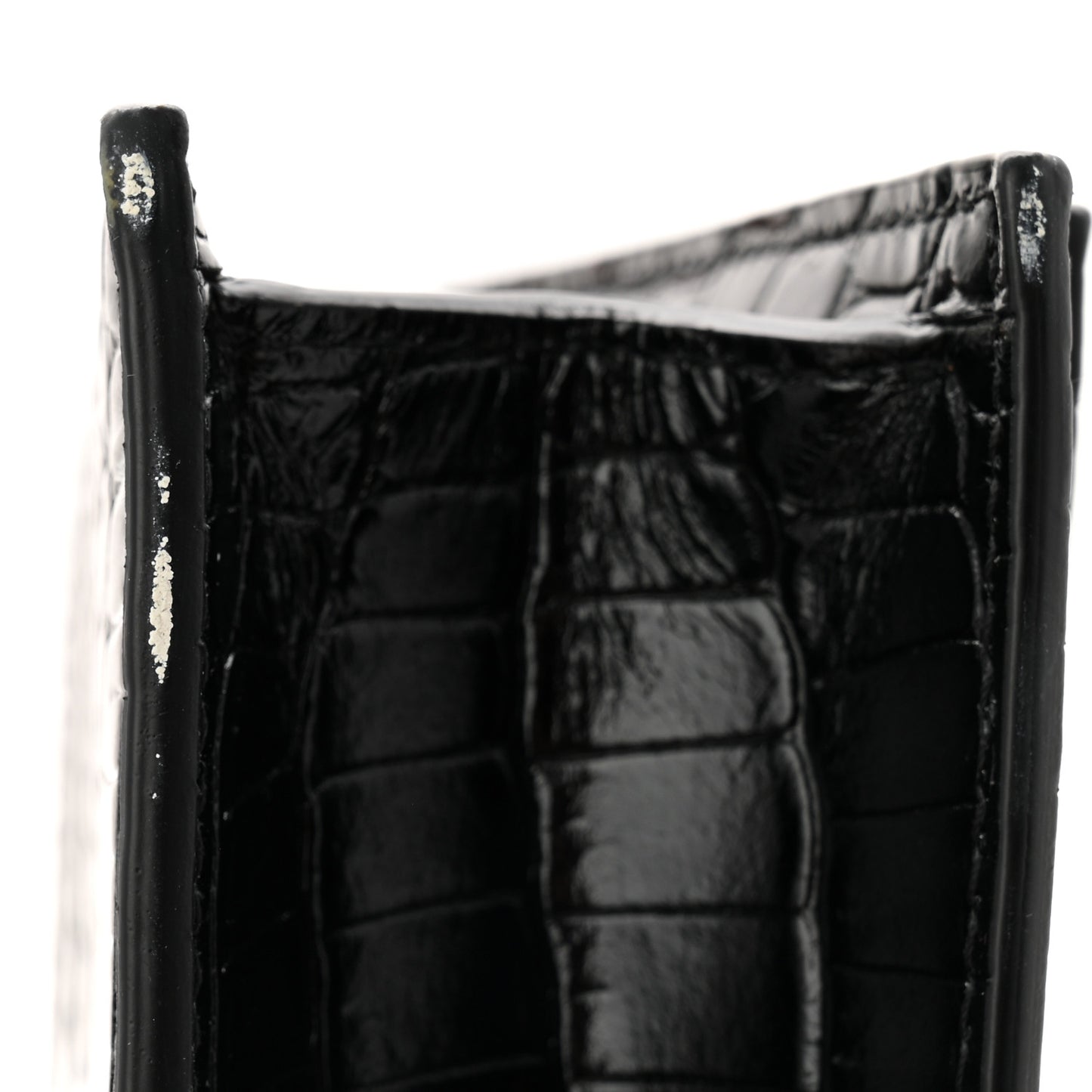Calfskin Crocodile Embossed Skull Medium Shoulder Bag Black