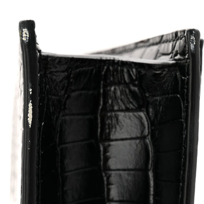 Alexander McQueen Calfskin Crocodile Embossed Skull Medium Shoulder Bag Black 10 of 10