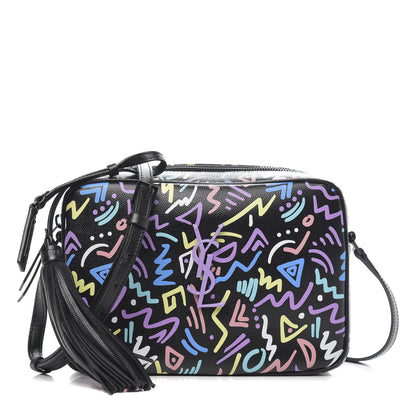 Saint Laurent Grain De Poudre Medium Classic Monogram Multicolor Graphic Print Lou Camera Bag Black 1 of 9