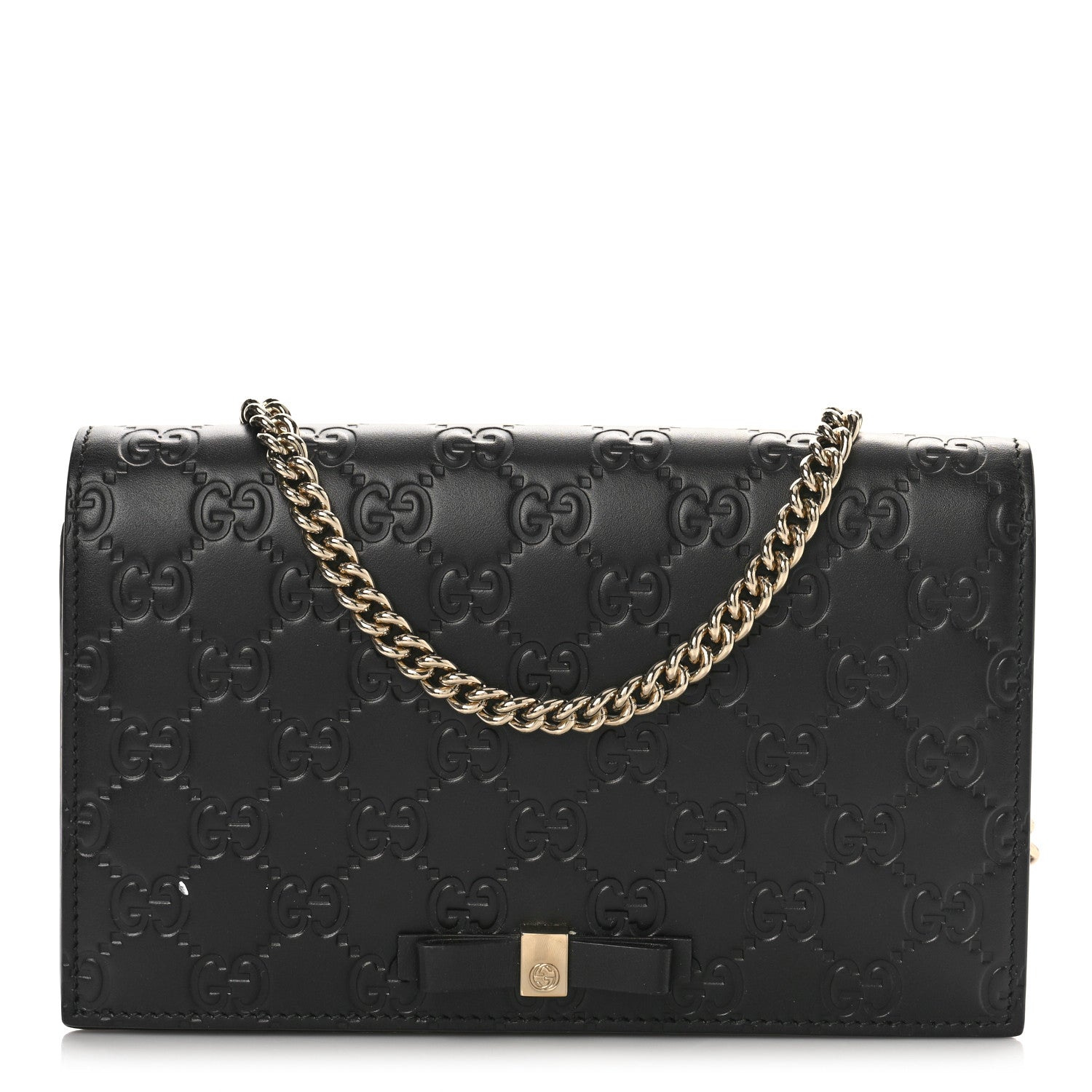 Gucci Guccissima Signature Bowy Chain Wallet Black 1 of 13