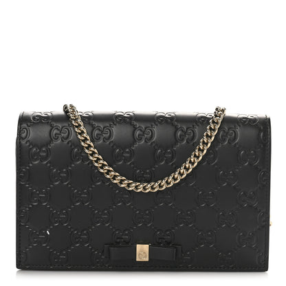 Gucci Guccissima Signature Bowy Chain Wallet Black 1 of 13