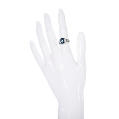 David Yurman Sterling Silver Diamond Hampton Blue Topaz 10mm Petite Wheaton Ring 50 5.5 2 of 5
