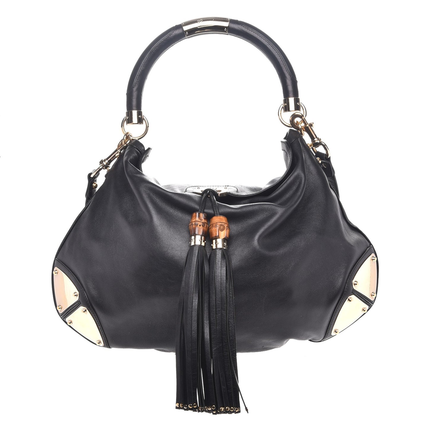 Calfskin Large Indy Top Handle Hobo Black