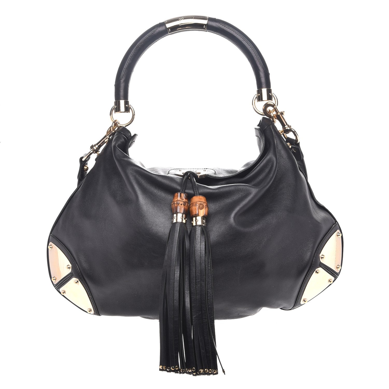 Gucci Calfskin Large Indy Top Handle Hobo Black 1 of 8