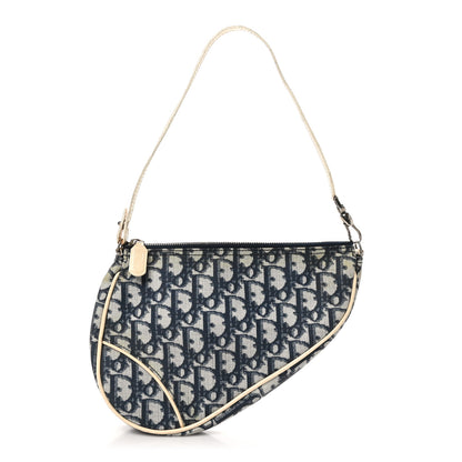 Christian Dior Monogram Mini Saddle Pochette White Blue 1 of 12