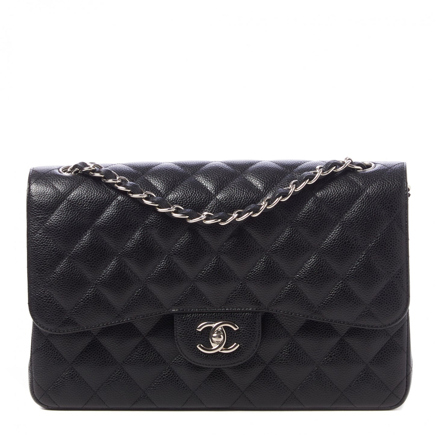 Caviar Quilted Jumbo Double Flap Black