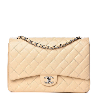 Chanel Caviar Quilted Maxi Double Flap Light Beige 1 of 10