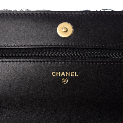 Chanel Tweed Quilted Chanel 19 Wallet On Chain WOC Black Navy Gold 6 of 10