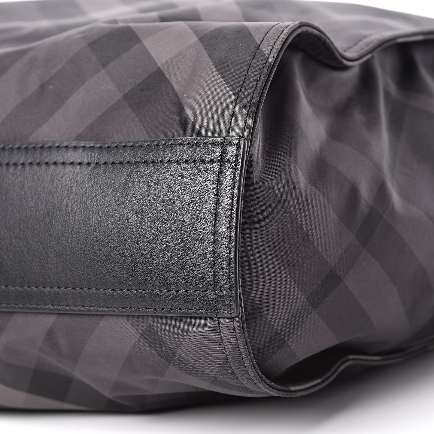 Nylon Check Small Buckleigh Packable Tote Charcoal