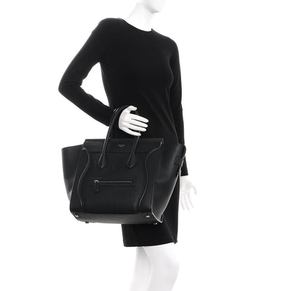 Celine Drummed Calfskin Mini Luggage Black 3 of 13