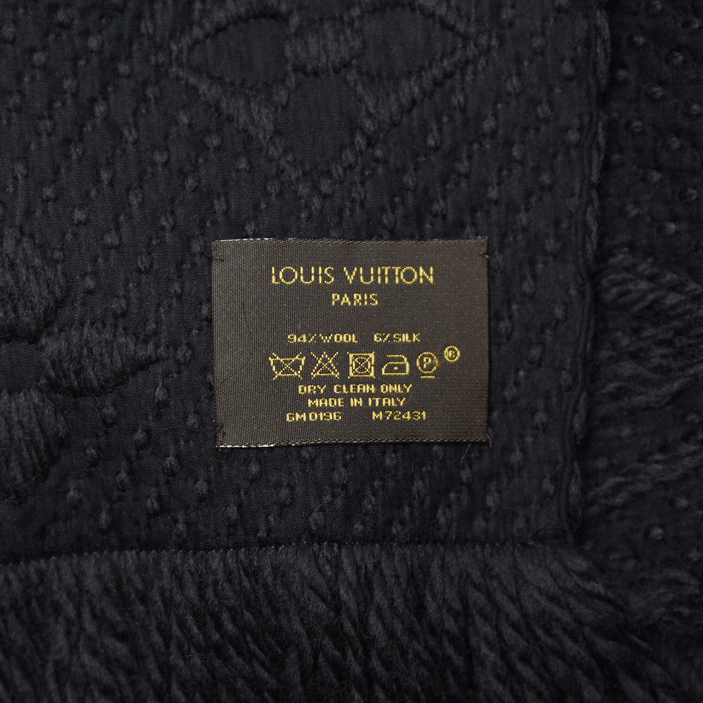 Wool Silk Logomania Scarf Black