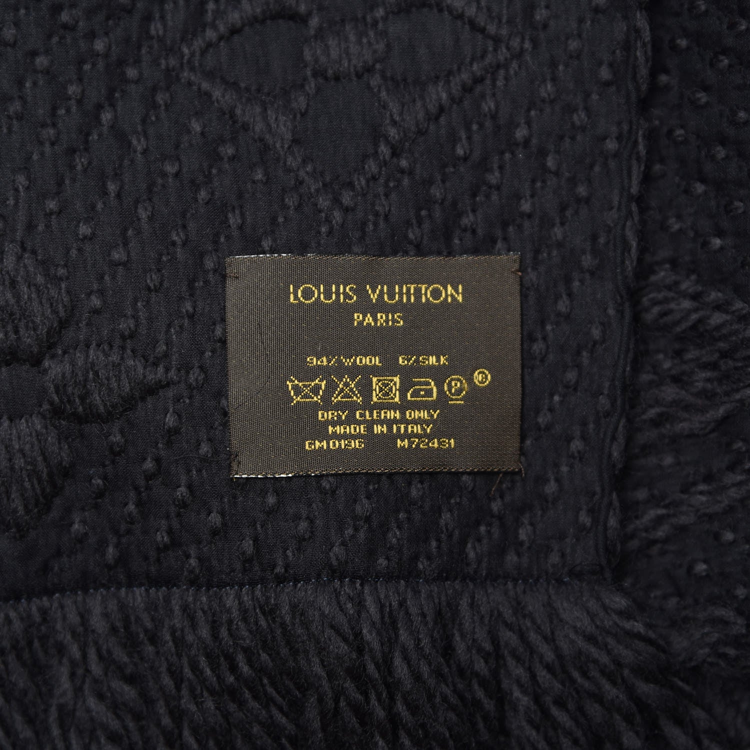 Louis Vuitton Wool Silk Logomania Scarf Black 4 of 4