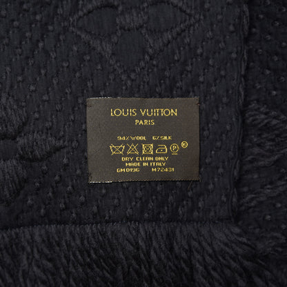 Louis Vuitton Wool Silk Logomania Scarf Black 4 of 4