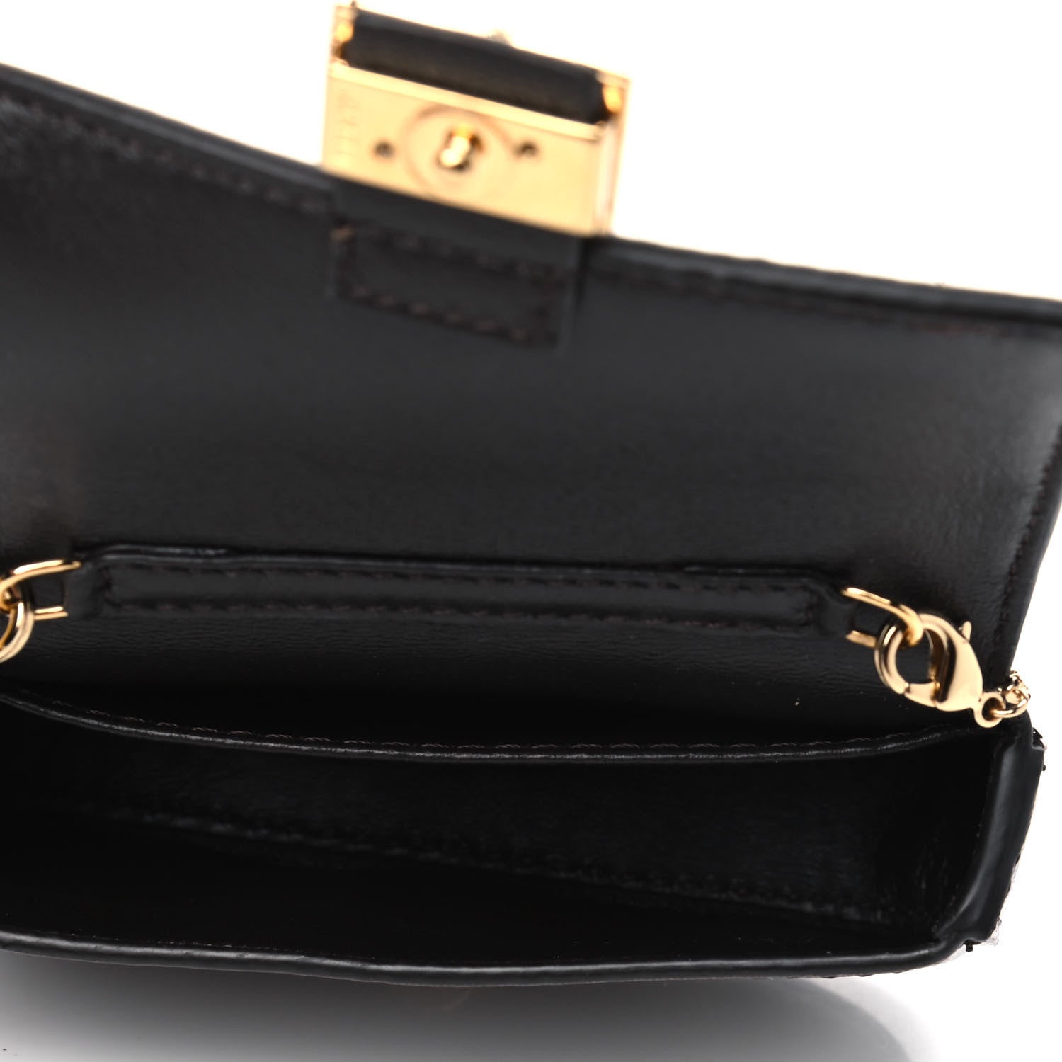 Fendi Glazed Fabric FF 1974 Nano Baguette Charm Mogano Panna 4 of 4