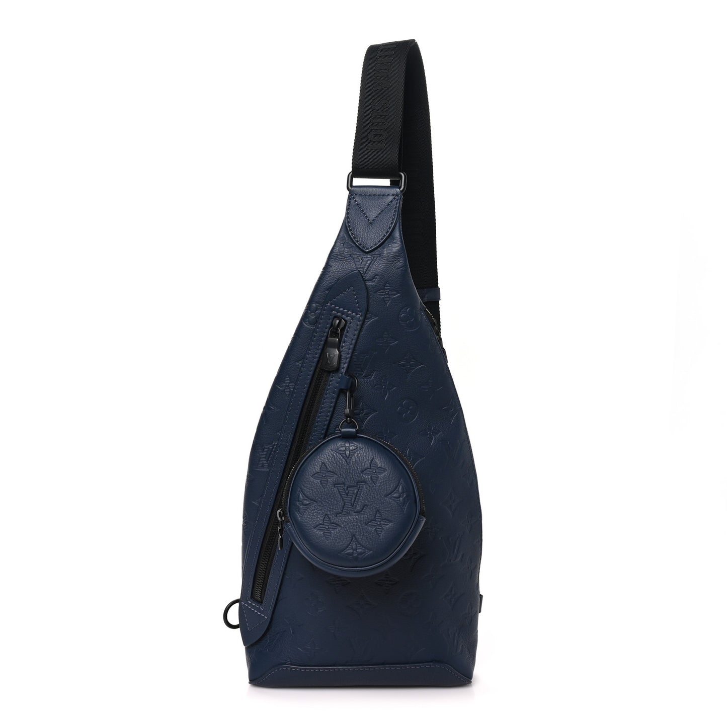 Calfskin Shadow Monogram Duo Slingbag Navy
