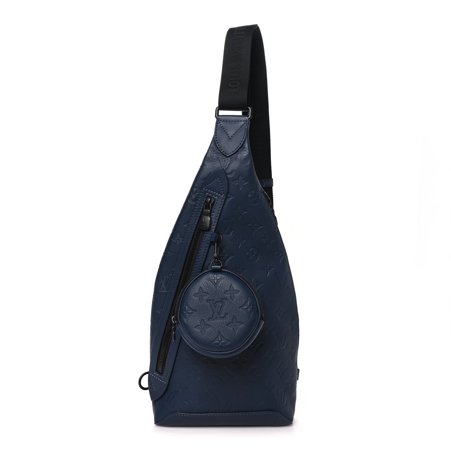 Louis Vuitton Calfskin Shadow Monogram Duo Slingbag Navy 1 of 8
