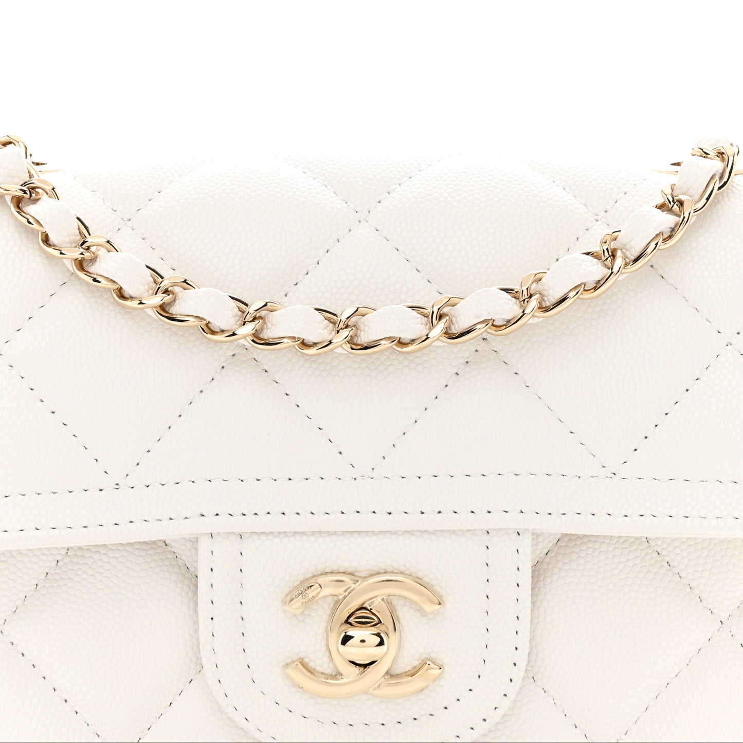 Caviar Quilted Mini Sweet Classic Flap White