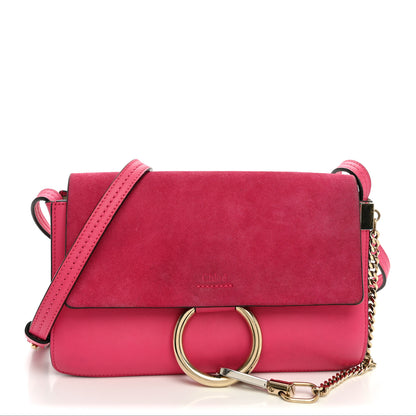 Chloe Suede Calfskin Small Faye Shoulder Bag Fuchsia Rose 1 of 9