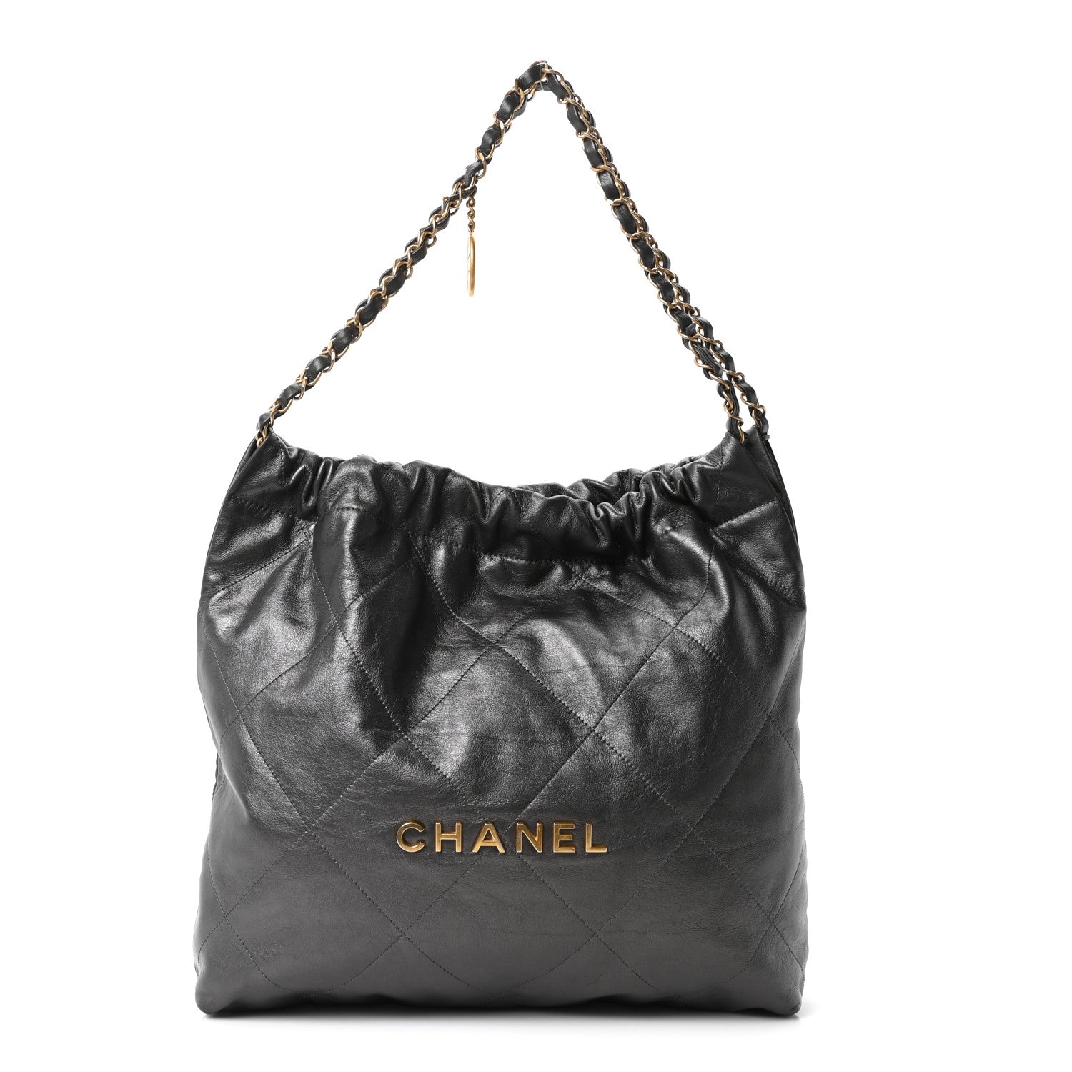 Chanel Shiny Calfskin Quilted Chanel 22 Dark Grey 1 of 11
