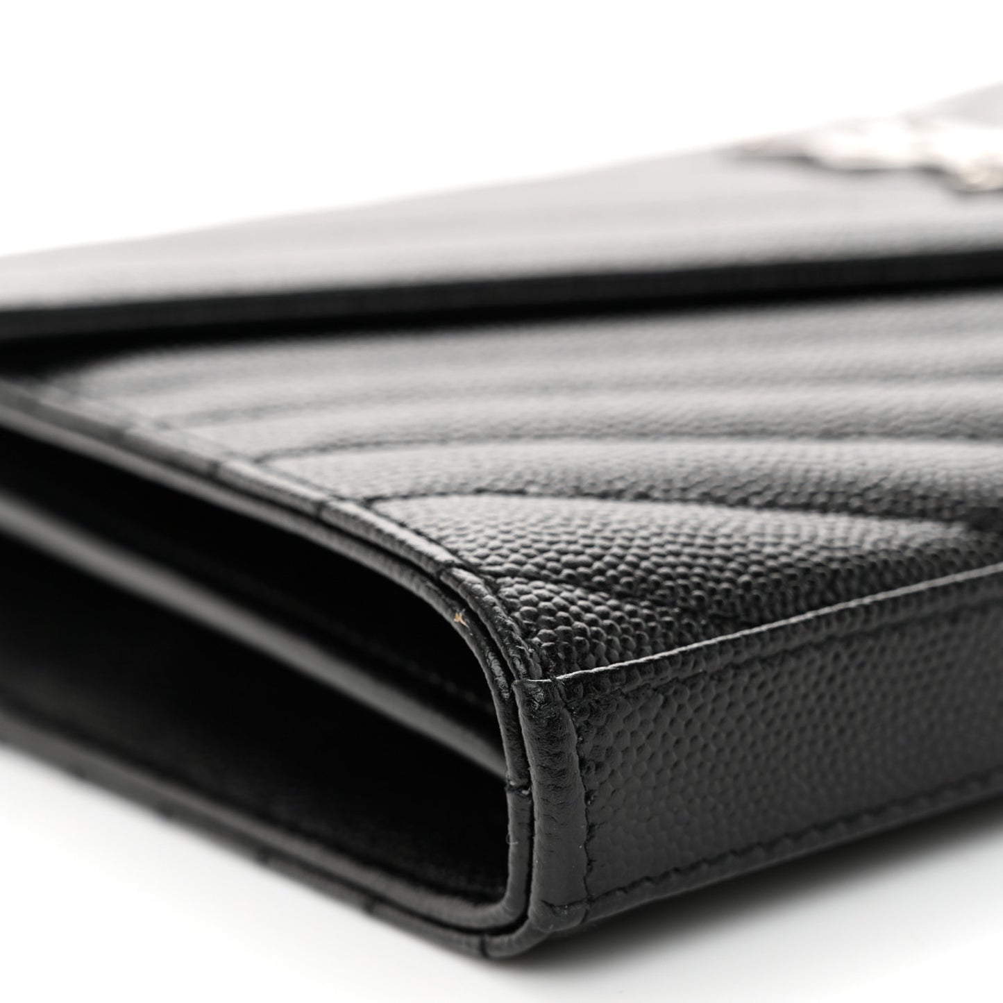 Grain De Poudre Matelasse Chevron Monogram Chain Wallet Black