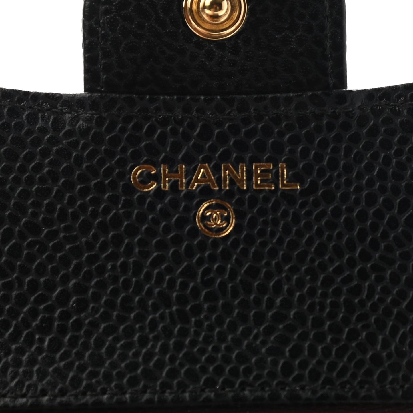 Caviar Quilted Compact Flap Wallet Black