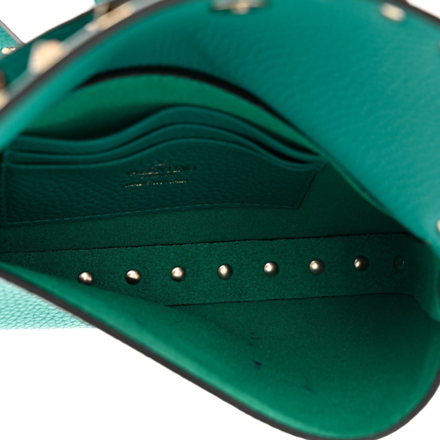 Valentino Garavani Grainy Calfskin Rockstud Crossbody Pouch Ultra Marine Green 5 of 10