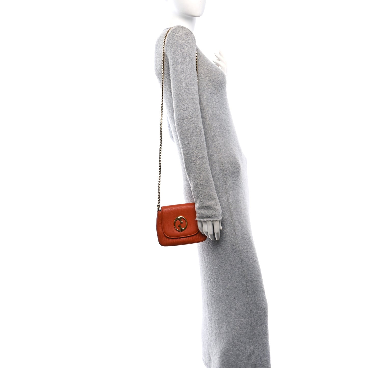 Pebbled Calfskin Small 1973 Chain Shoulder Bag Orange