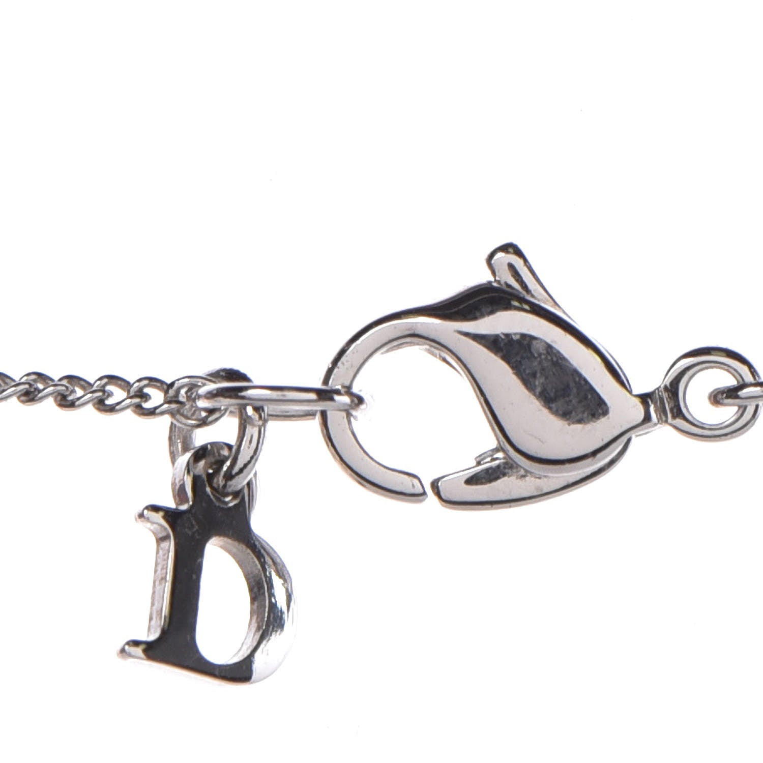 Christian Dior Crystal Teddy Bear Heart Necklace Silver 6 of 6