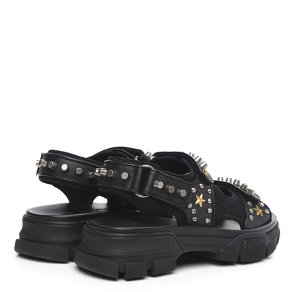 Gucci Nappa Mesh Studded Mens Aguru Sandals 8 Black 4 of 8