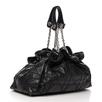 Christian Dior Lambskin Cannage Drawstring Bag Black 2 of 11