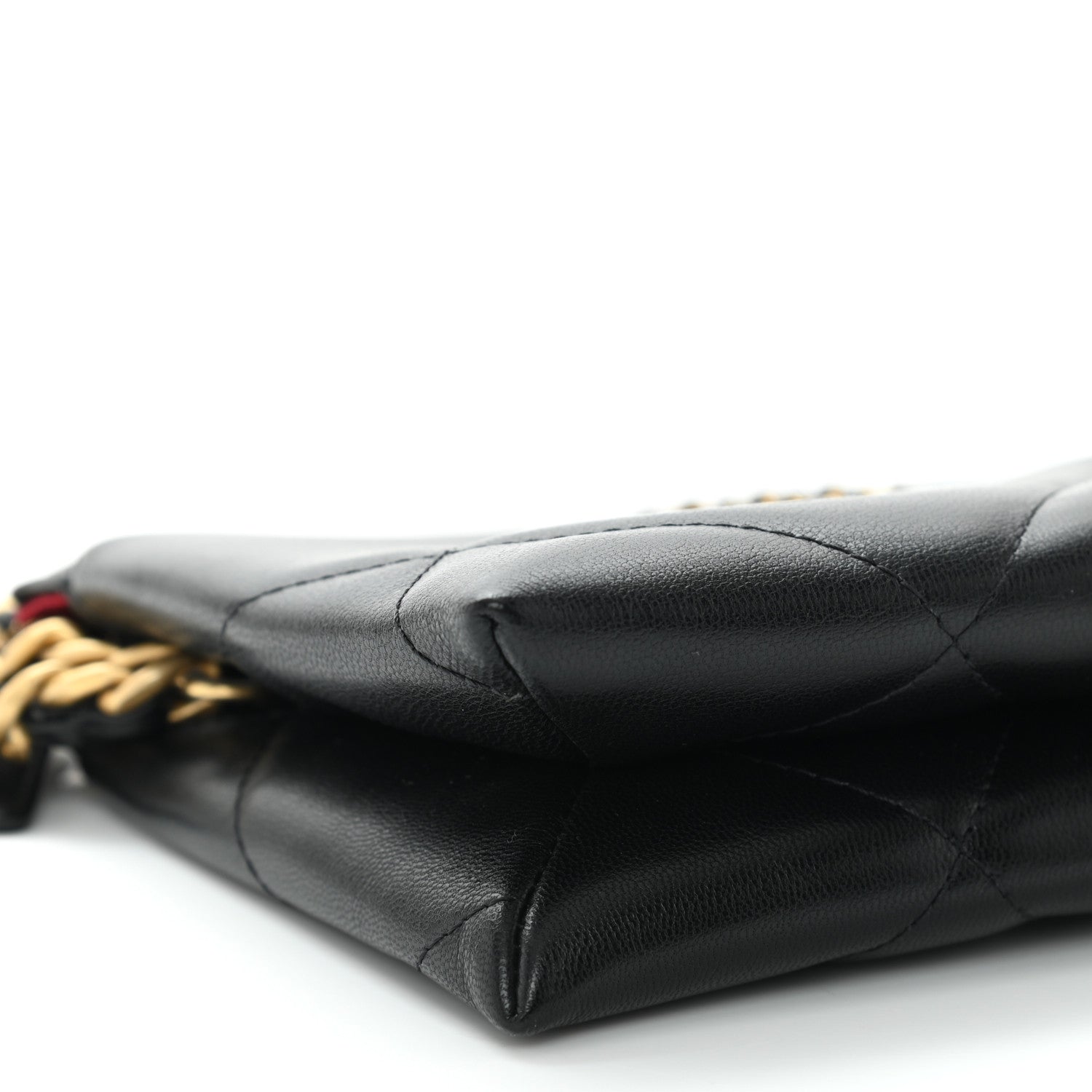 Chanel Shiny Goatskin Quilted Small Chanel 19 Pouch With Handle Black 8 of 9