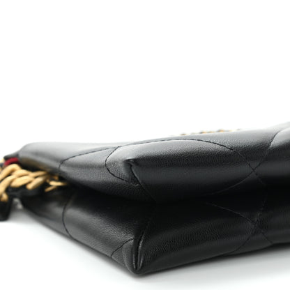 Chanel Shiny Goatskin Quilted Small Chanel 19 Pouch With Handle Black 8 of 9