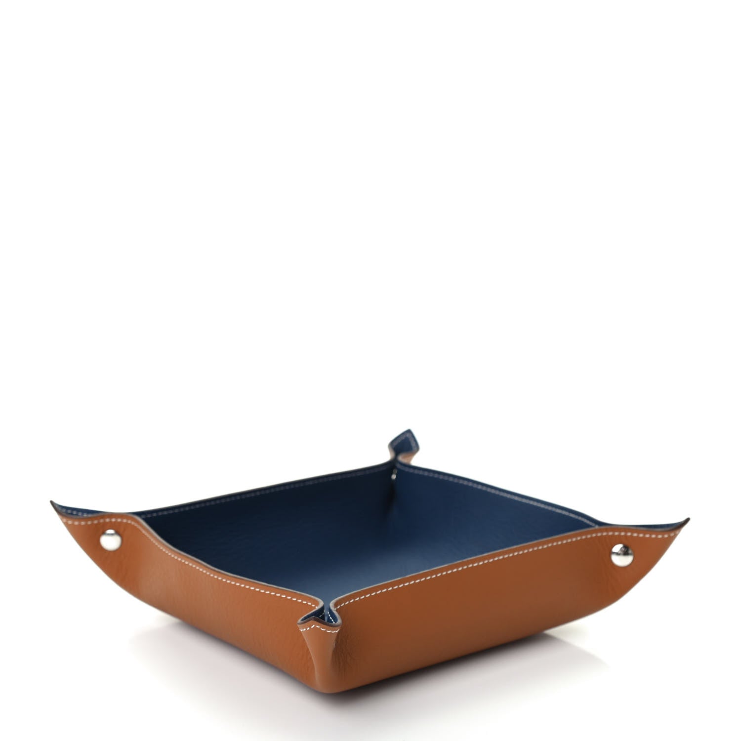 Hermes Taurillon Clemence Mises et Relances H'Dot Change Tray Bleu Regate Fauve 3 of 3