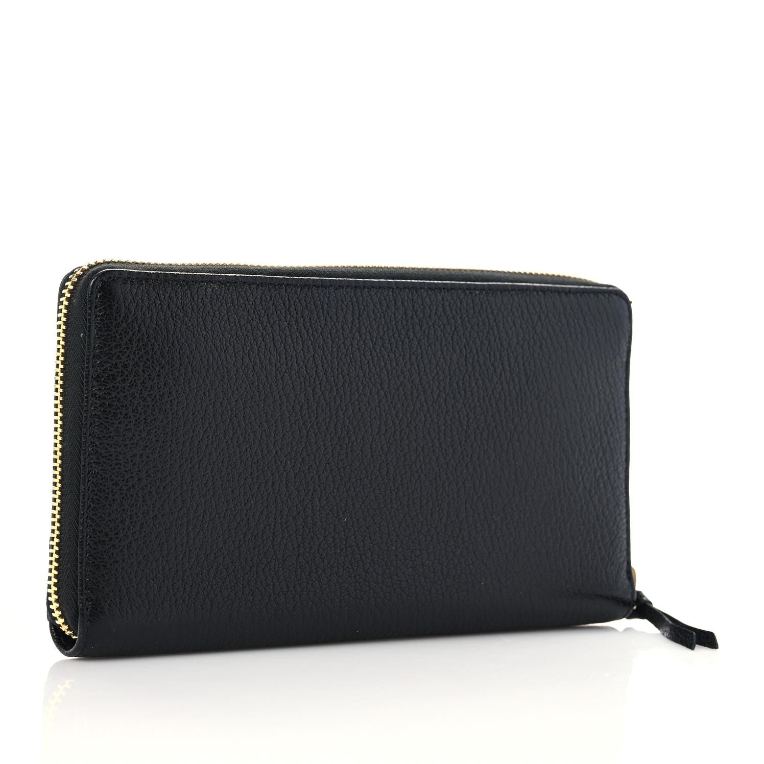 Balenciaga Chevre Gold Metallic Edge Hardware Zip Around Wallet Black 3 of 8
