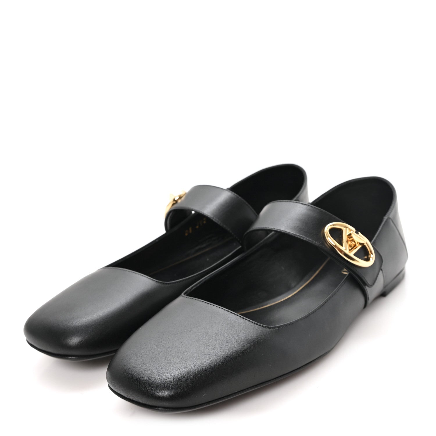 Valentino Garavani Calfskin VLogo Locker Mary Jane Ballerina Flats 39.5 Black 4 of 10