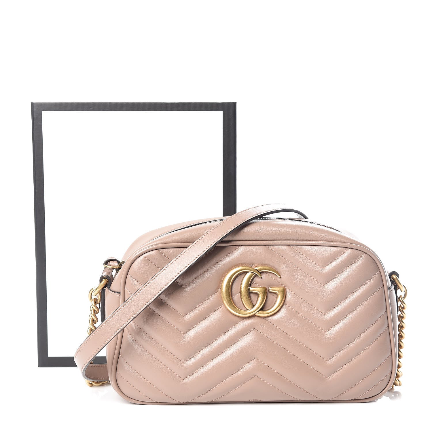 Gucci Calfskin Matelasse Small GG Marmont Chain Shoulder Bag Taupe 12 of 12