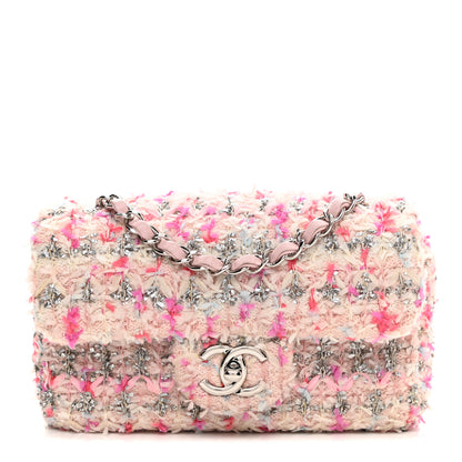 Chanel Tweed Quilted Mini Rectangular Flap Light Pink Silver Blue 1 of 10