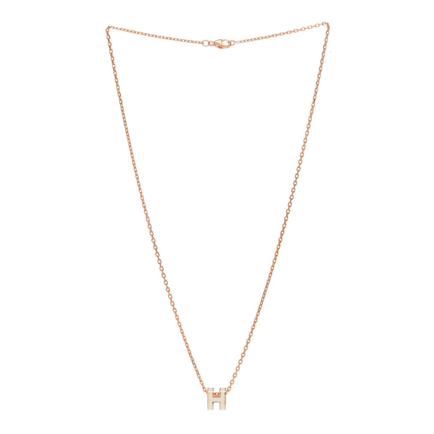 Lacquered Rose Gold Mini Pop H Pendant Necklace White